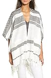 エコー アウター コート Echo Blanket Stripe Poncho Black [並行輸入品]