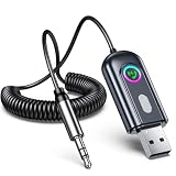 AUX Bluetoothレシーバー 車載TEOOT【2025新型モデル&ブルートゥース レシーバー】 Bluetooth 5.3 - Bluetooth受信機 USB充電不要 - 車 オーディオ 後付け3.5mmプラグアンドプレイ ハンズフリー通話対応 内蔵マイク 多機能ボタン付き『TELEC認証済み』