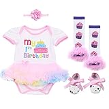 YiZYiF新生児ベビー女の子パーティーチュチュドレス4 Pieces服装withヘアバンドセット US サイズ: 9-12 Months