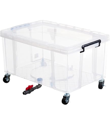 Amazon | 亀水槽 排水栓付き DIY キャスター付き透明プラスチック飼育