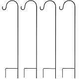 GrayBunnyシェパード・フック　一体成型の高級硬鋼性、ソーラー電灯・メイソンジャー・植木鉢のハンガー・花かご・クリスマス用の電飾・ランタン・庭の杭・結婚式用の装飾・鳥の餌台の吊り下げ用、4パック