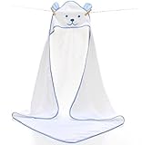 (CHOUCHOU) キッズ ベビー タオルケット  紫外線 防寒 対策 年中使える 便利 な一着 贈り物 にも ( (ブルー×ホワイト)