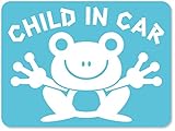 imoninn CHILD in car ステッカー　【マグネットタイプ】　No.22　カエルさん　（水色）