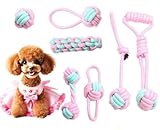 犬用玩具 ロープ 犬 玩具 噛む 頑丈 7個セット 犬 噛むおもちゃ 安全 麻 綿 犬 おもちゃ 犬 運動不足解消 室内 子犬 小型犬 中型犬 大型犬 歯磨き 犬 玩具 (ピンク)