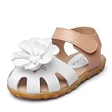 Chiximaxu　ガールズサンダル　キッズ　女の子　シューズ　爪先保護　フラワー　オシャレ　かわいい　履きやすい　子供靴　ホワイト　14.5CM