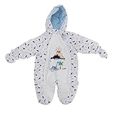 赤ちゃん・ベビー用 恐竜と火山のデザイン 冬用あったか フード付スノースーツ ロンパース オールインワン つなぎ カバーオール (新生児) (ホワイト)