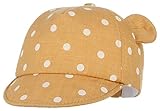 C-Princess ベビー 赤ちゃん 帽子 キャップ キャスケット 子供 キッズ 男の子 女の子 つば広 日よけ 紫外線対策 ドット柄 耳付き 可愛い イエロー