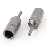 uxcell 六角ナットドライバー グレー ドリル 3"長さ 18mm ワイドヘッド ソケット ビット 2個