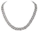 Charles Raymond メンズ アイスドアウト ヒップホップ シルバートーン キラキララッパー キューバリンクチェーン チョーカーネックレス Men's シルバー