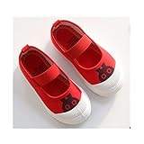 WIN 子供 キッズスニーカー 女の子 キャンバスシューズ ベビー靴 ジュニア 女児 ガールズ 可愛いキャンバスシューズ 通学通園 カジュアル (内寸18.5cm, レッド)
