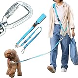 ショルダーリード 【安心のロック式軽量カラビナ仕様】 リード 犬 中型犬 小型犬 ショルダー 反射糸 散歩 両手が使える (M, ライトブルー)