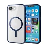 エレコム iPhone 17e/16e ケース 耐衝撃 衝撃吸収 背面傷つけ防止 マグネット ワイヤレス充電対応 レンズ保護 MAGKEEP ネイビー PM-A25SMAG03NV