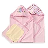 Spasilk Hooded Terry Bath Towel with Washcloths, Fish Pink, 2-Count by Spasilk [並行輸入品]