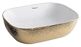 Whitehausコレクションwh71302-f25 Isabella Plusコレクション長方形上マウントBasin withエンボス加工の外部、滑らかな内部、とセンターDrain ,ホワイト/ゴー