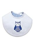 Jacaranda Living Waffle Weave Bib Blue Owl, 11 x 9.5 x 0.5, White by Jacaranda Living