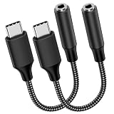 【2本セット】USB Type-C 3.5mm イヤホン 変換アダプタ 電話/音楽/リモコン イヤホンケーブル DACチップ搭載 Hi-Fi音質 iPad/Android/iphone15/Type-c機器などに対応,ブラック