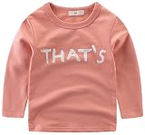 [スゴフィ]SGFY　 ボーイズ Tシャツ スウェット 女の子 男の子 キッズ ベビー トレーナー パーカー 長袖 子供服 おしゃれ かわいい 秋 冬 プリント 英文字 4色 (90cm, ピンク)