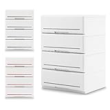 国産 チェスト 収納ケース 衣装ケース 色分けプレート付 4段 幅52cm ホワイト