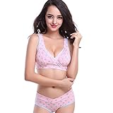 （ワボーズ） Waboats 妊婦 産前 産後 授乳用 マタニティブラジャー やわらか ショーツ 2点セット ピンクドット セット M