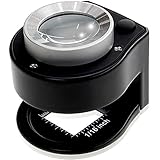 PhoenixLoupe LED 縞見ルーペ リネンテスター スタンドルーペ【倍率30倍】繊維の糸目の測定／2種類のめもり(0.5mm・1/16インチ単位) ／専用ケース付き＜長期保証45日間＞拡大鏡 (ブラック)