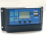 [ルボナリエ] ソーラーパネル レギュレータ 充 放電 コントローラ ー チャージ コントローラー LCD スクリーン ディスプレイ 付き 20A 12V 24V