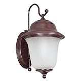 Sunset Lighting F7984-62 Outdoor Wall Sconce with Frosted Crackle Glass, Rubbed Bronze Finish [並行輸入品