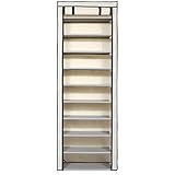 Home-Like シューズラック 10段 玄関収納 シューズクローゼット 靴棚 シューズボックス 下駄箱 靴箱 靴入れ おしゃれ くつ収納 収納棚 大容量 省スペース タンスのゲン カバー付き 組み立て式 段差幅調節可能 ベージュ 幅61×奥行31×高さ172cm (ベージュ)