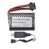 7.4V 1200mah リチウム イオン バッテリー SM-5P プラグ に適合する R206 R208 R308 TX122 TX123 H106 2008 V003 RC ボート用 USB 充電ケーブル付き
