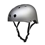 Lucaso スポーツ ヘルメット スクラブ 子供用 / 大人用 スケボー ジュニアヘルメット 自転車 キッズ こども用 ローラーブレード ブレイブボード 子供乗せ自転車 (シルバー, M)
