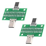 ADOFUN 2個タイプC PCBボード USB3.1 Type-Cオス-メス基板24P 3.1 TYPE-C PCBテストソケットテストボード 2.54mmコネクタ オス-メス ソケットピンヘッダー付きデータ線ケーブル転送用 DIY用