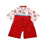 女の子 着物 和装 カバーオール 子供用 着物 袴 ロンパース ベビー服 フォーマル 入学式 発表会 (95cm)