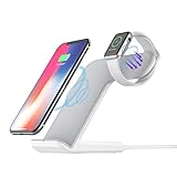 Qi 急速 ワイヤレス充電器 DoSHIn Apple Watch充電器 2in1 同時充電器 ワイヤレスチャージャー 置くだけ充電 高速 Apple7.5w/Samsung 10W 充電対応 無線充電 スタンド Apple watch series 3/series 2/series 1/iPhone 8/iPhone 8 Plus/iPhone X/Galaxy S9/S9 Plus/S8/S8 plus/note8等 他Qi規格対応 (白)