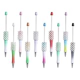 Perfk 10 個のビーズペンビーズボールペン黒インクローラーボールペンパーティーの装飾各種ビーズペンノベルティ DIY ペンキット