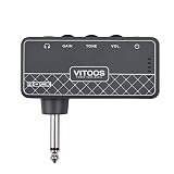 Bulaned ROCKギターヘッドフォンアンプアンプ1/4インチプラグ3.5mmヘッドフォンジャック＆Aux In、ゲイントーンボリュームコントロール内蔵充電式バッテリー