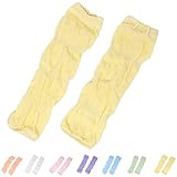 コットンガーゼ ベビー レッグウォーマー 赤ちゃん 夏用 紫外線 冷房 クーラー エアコン 虫除け 対策 体温調整 くしゅくしゅ シャーリング (イエロー)