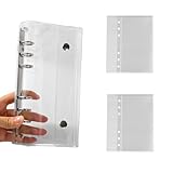 FANGCUU 透明シール帳 M5 A6 A7 PVC製 システム手帳 バインダー式 カードスリーブ20枚付属 5穴 リフィル対応 手帳用 アクセサリー (A6)