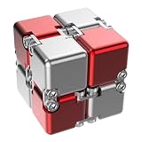マジックキューブ 2x2 インフィニティキューブ Infinity Cube マジックキューブ MagicCube 立体パズル インフィニティ フィジェット キューブ 大人向けゲーム 頑丈で重い 減圧おもちゃ 持ち運び (DIY版 赤とシルバー色合わせ)