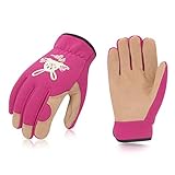 Vgoキッズグローブ 子供用手袋 作業 園芸 掃除 アウトドア 多目的 春秋用 1双入(Color: Red,Size：Kid:M,年齢:5-6歳)