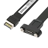 NFHK USB 3.2 20ピン Type-E IDC フロントパネルヘッダーからUSB-C Type-Cメス延長ケーブル 20Gbps パネルマウントネジ付き