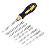 uxcell ドライバー セット9合1 クロムバナジウム製 ゴムハンドル フィリップス スロット付き