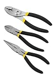 Stanley 84-114 3 Piece Basic 6-Inch Slip Joint, 6-Inch Long Nose, and 6-Inch Diagonal Plier Set [並行輸