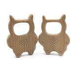 Kissteether 2pcs オーガニックブナ木製キティ猫ナチュラル手作り木製Teether赤ちゃんギフトDIY木製パーソナライズペンダント環境に優しい安全な赤ちゃんTeetherおもちゃ (2p