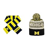 NCAA Michigan Wolverines Drivenビーニー帽子とストライプラグビースカーフ2パックバンドル