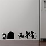 子供マウス家族穴ウォールステッカールーム装飾。^。DIYビニールホームデカールかわいい動物漫画壁画アート5.2