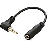 ChenYang Audio 3Poles 3.5mm Male to 3.5mm Female Audio Stereo Headphone 90 Degree Angled Extension Cable 10cm