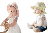 (セドン) Cedon ベビー 帽子 男の子 女の子 新生児 赤ちゃん 春 夏 つば付き キッズ 日よけ uvカット 紫外線 日焼け 防止 対策 (2点セット (イエロー + ピンク))