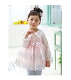 WIN 子供服 ガールズ ワンピース チュニック リボン あったか 入学式 入園式 卒業式 卒園式 キッズ 子供服 女の子 ガール ガールズ 礼服 (130cm, ピンク)