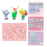 GreenOcean ミニチュアカフェグラス シリコンモールド レジン型 セット スイーツ 立体 3d UVレジン LED 手芸 クラフト ハンドメイド (SSサイズ)