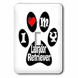 リナピロ – Dog Paw引用符 – I Love My Labrador Retriever。Puppy。Paw。Cool Saying。 – 照明スイッチカバー – シングルトグルスイッチ( L