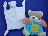 Ultra Soft Baby Blue Teddy Bear Plush Blankie 7.5x7.5 Teething Blanket Lovie and My First Baby Blue 
